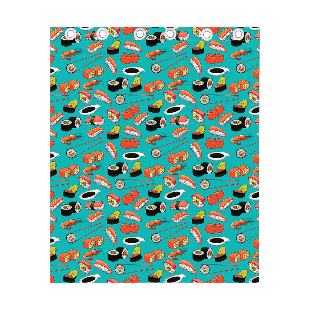 Japanese Sushi And Rolls Pattern Print Curtain