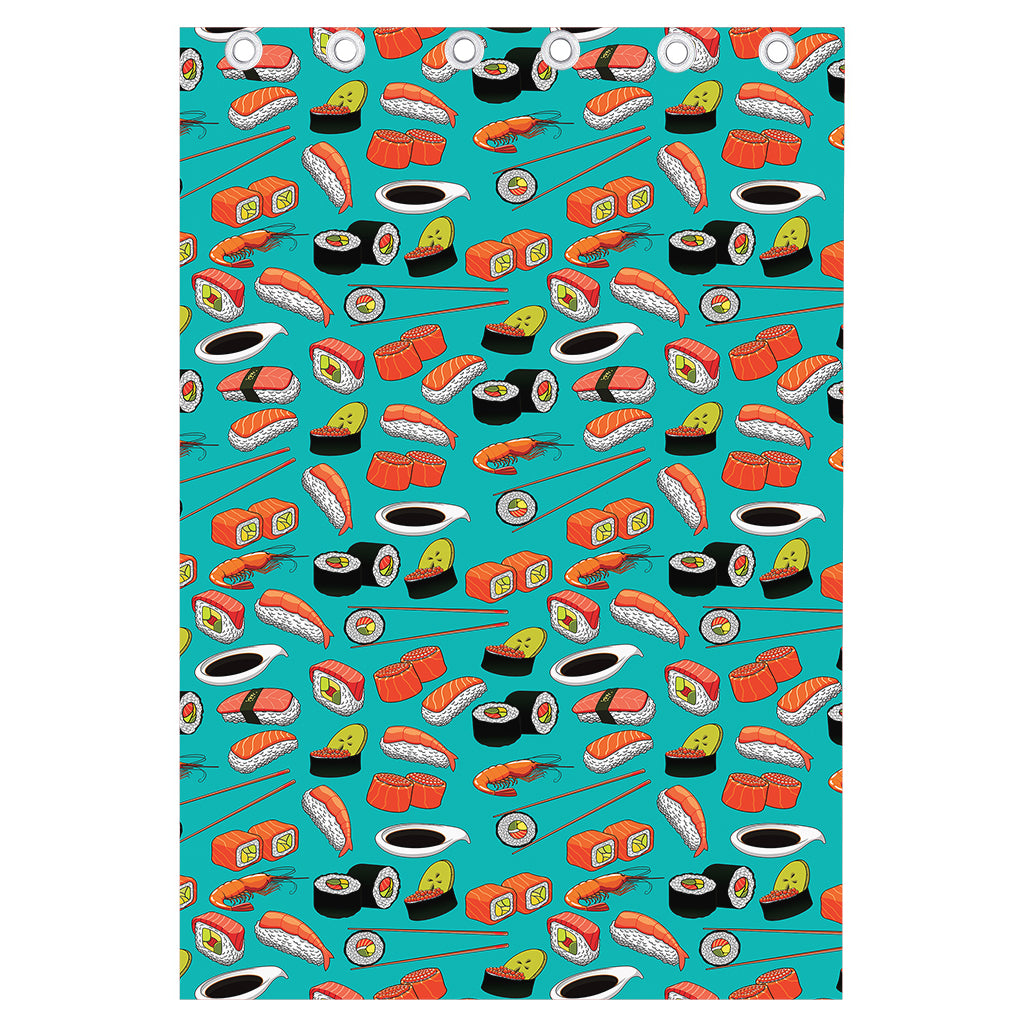 Japanese Sushi And Rolls Pattern Print Curtain