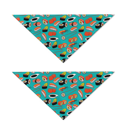 Japanese Sushi And Rolls Pattern Print Dog Bandana
