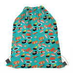 Japanese Sushi And Rolls Pattern Print Drawstring Bag