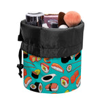 Japanese Sushi And Rolls Pattern Print Drawstring Makeup Bag