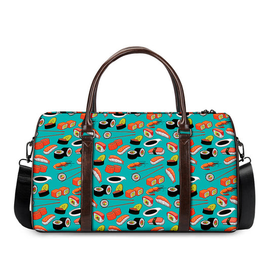 Japanese Sushi And Rolls Pattern Print Duffle Bag
