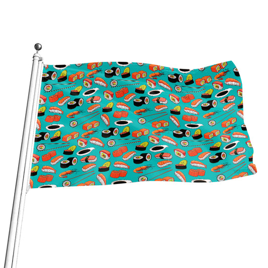 Japanese Sushi And Rolls Pattern Print Flag