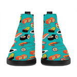 Japanese Sushi And Rolls Pattern Print Flat Ankle Boots