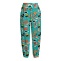 Japanese Sushi And Rolls Pattern Print Fleece Lined Knit Pants
