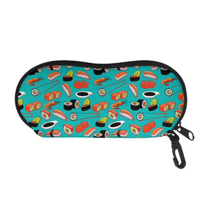 Japanese Sushi And Rolls Pattern Print Glasses Case