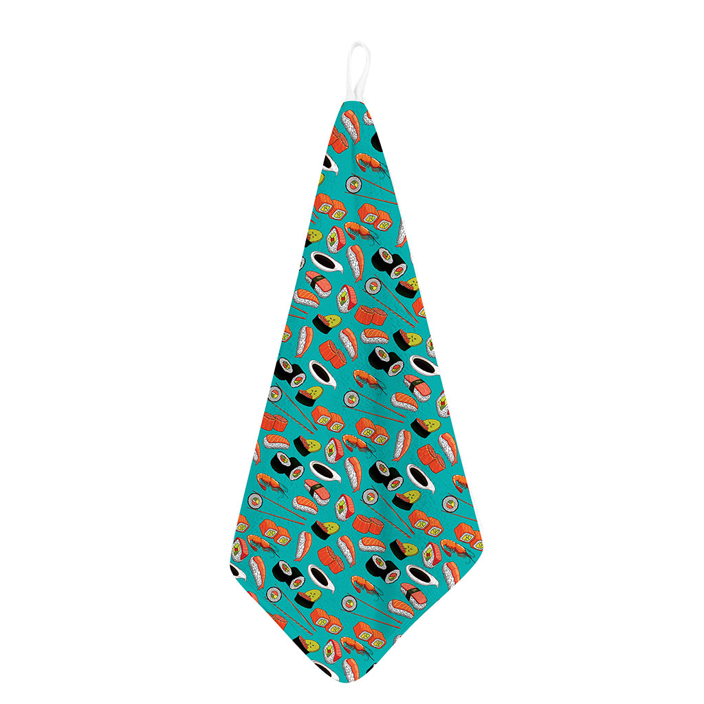 Japanese Sushi And Rolls Pattern Print Hand Towel