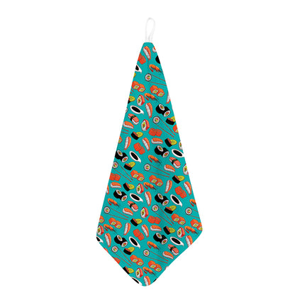 Japanese Sushi And Rolls Pattern Print Hand Towel
