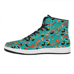 Japanese Sushi And Rolls Pattern Print High Top Leather Sneakers