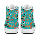 Japanese Sushi And Rolls Pattern Print High Top Leather Sneakers