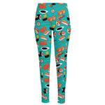 Japanese Sushi And Rolls Pattern Print High-Waisted Pocket Leggings