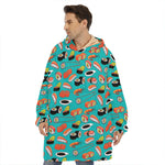 Japanese Sushi And Rolls Pattern Print Hoodie Blanket