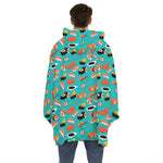 Japanese Sushi And Rolls Pattern Print Hoodie Blanket