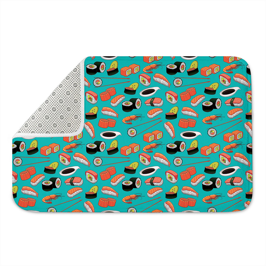 Japanese Sushi And Rolls Pattern Print Indoor Door Mat