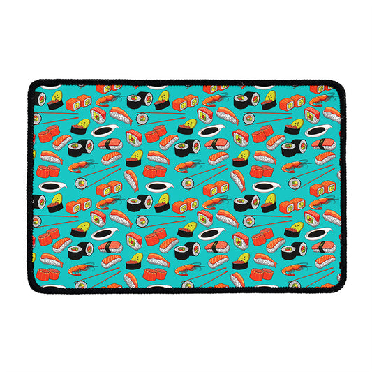 Japanese Sushi And Rolls Pattern Print Kitchen Mat