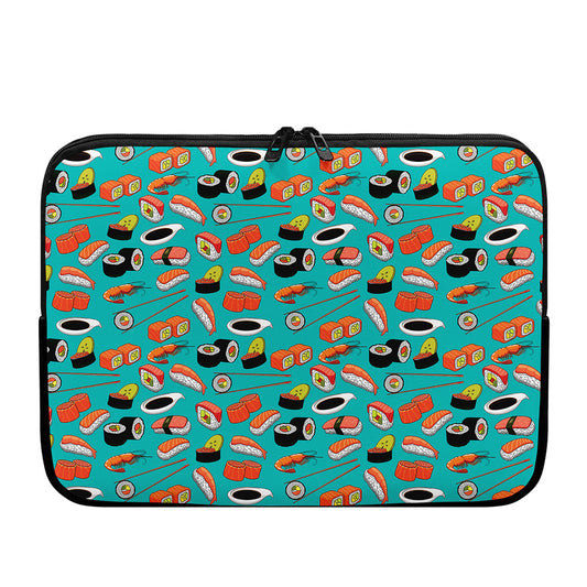 Japanese Sushi And Rolls Pattern Print Laptop Sleeve