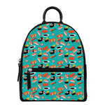 Japanese Sushi And Rolls Pattern Print Leather Backpack