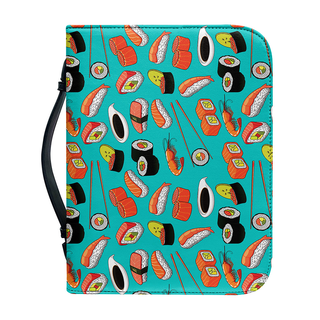 Japanese Sushi And Rolls Pattern Print Leather Bible Cover