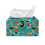 Japanese Sushi And Rolls Pattern Print Leather Tissue Box Cover