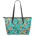 Japanese Sushi And Rolls Pattern Print Leather Tote Bag With Zipper