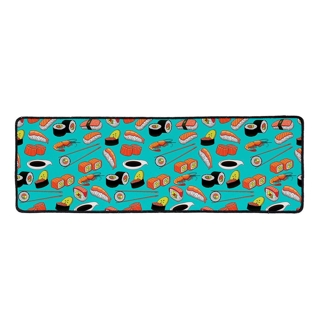 Japanese Sushi And Rolls Pattern Print Long Kitchen Mat