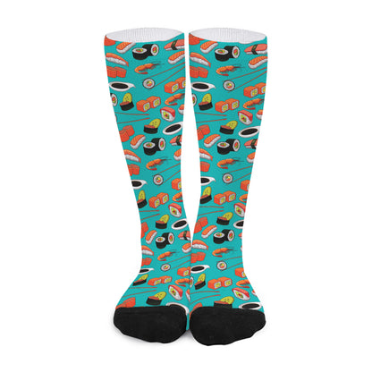 Japanese Sushi And Rolls Pattern Print Long Socks