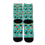 Japanese Sushi And Rolls Pattern Print Long Socks