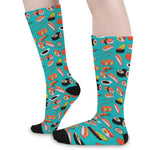 Japanese Sushi And Rolls Pattern Print Long Socks
