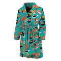 Japanese Sushi And Rolls Pattern Print Men's Bathrobe