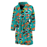 Japanese Sushi And Rolls Pattern Print Men's Bathrobe