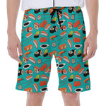 Japanese Sushi And Rolls Pattern Print Men's Beach Shorts