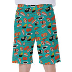 Japanese Sushi And Rolls Pattern Print Men's Beach Shorts