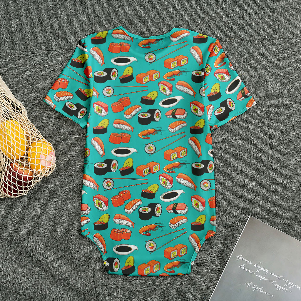 Japanese Sushi And Rolls Pattern Print Men's Bodysuit