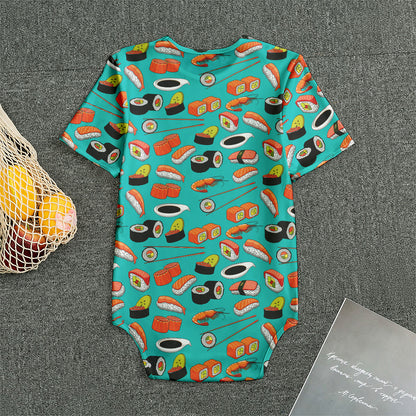 Japanese Sushi And Rolls Pattern Print Men's Bodysuit