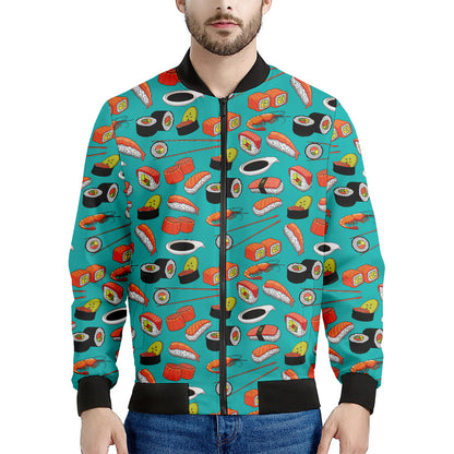 Japanese Sushi And Rolls Pattern Print Men's Bomber Jacket