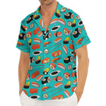 Japanese Sushi And Rolls Pattern Print Men's Deep V-Neck Shirt