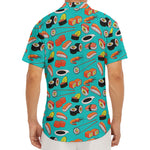 Japanese Sushi And Rolls Pattern Print Men's Deep V-Neck Shirt