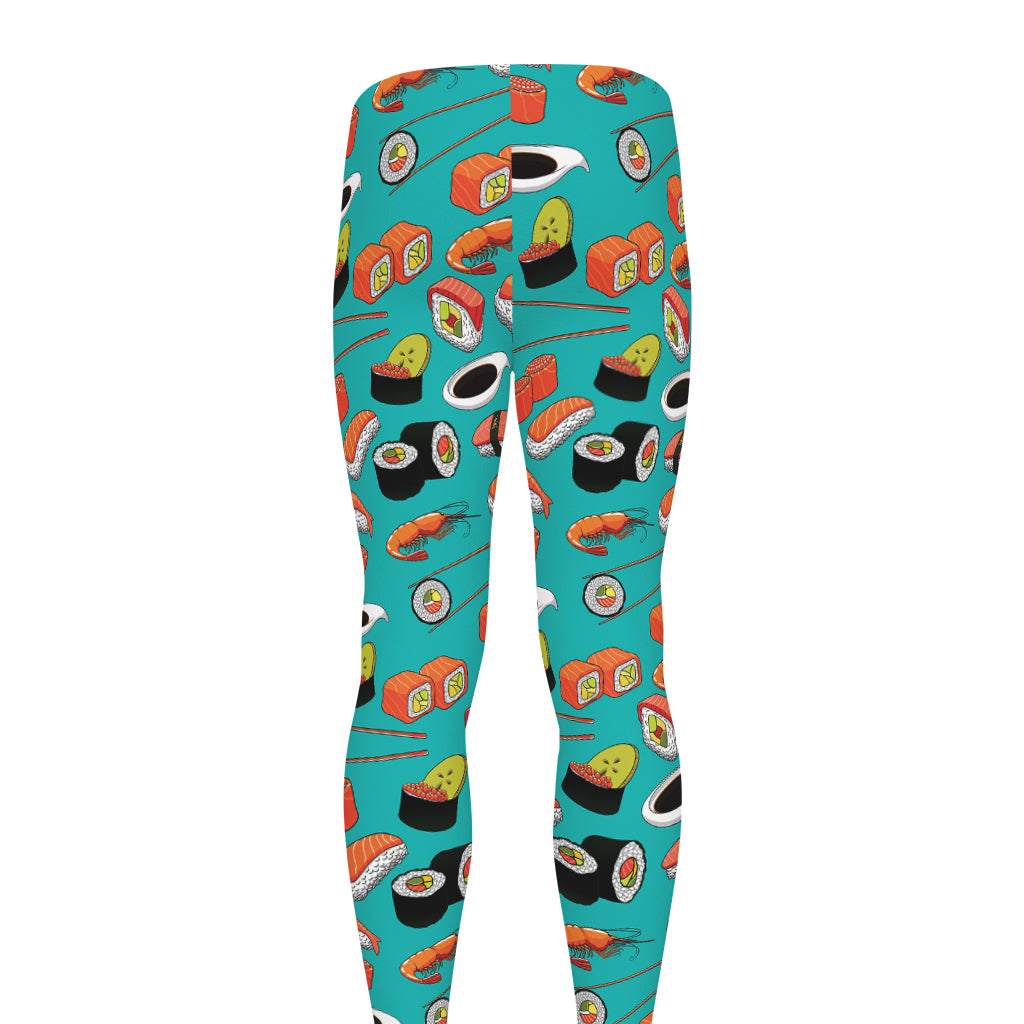 Japanese Sushi And Rolls Pattern Print Men's leggings