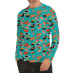 Japanese Sushi And Rolls Pattern Print Men's Long Sleeve Rash Guard