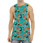 Japanese Sushi And Rolls Pattern Print Men's Muscle Tank Top