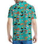 Japanese Sushi And Rolls Pattern Print Men's Polo Shirt
