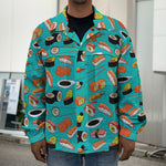 Japanese Sushi And Rolls Pattern Print Men's Shirt Jacket