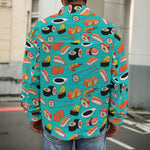 Japanese Sushi And Rolls Pattern Print Men's Shirt Jacket