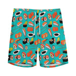 Japanese Sushi And Rolls Pattern Print Men's Sports Shorts