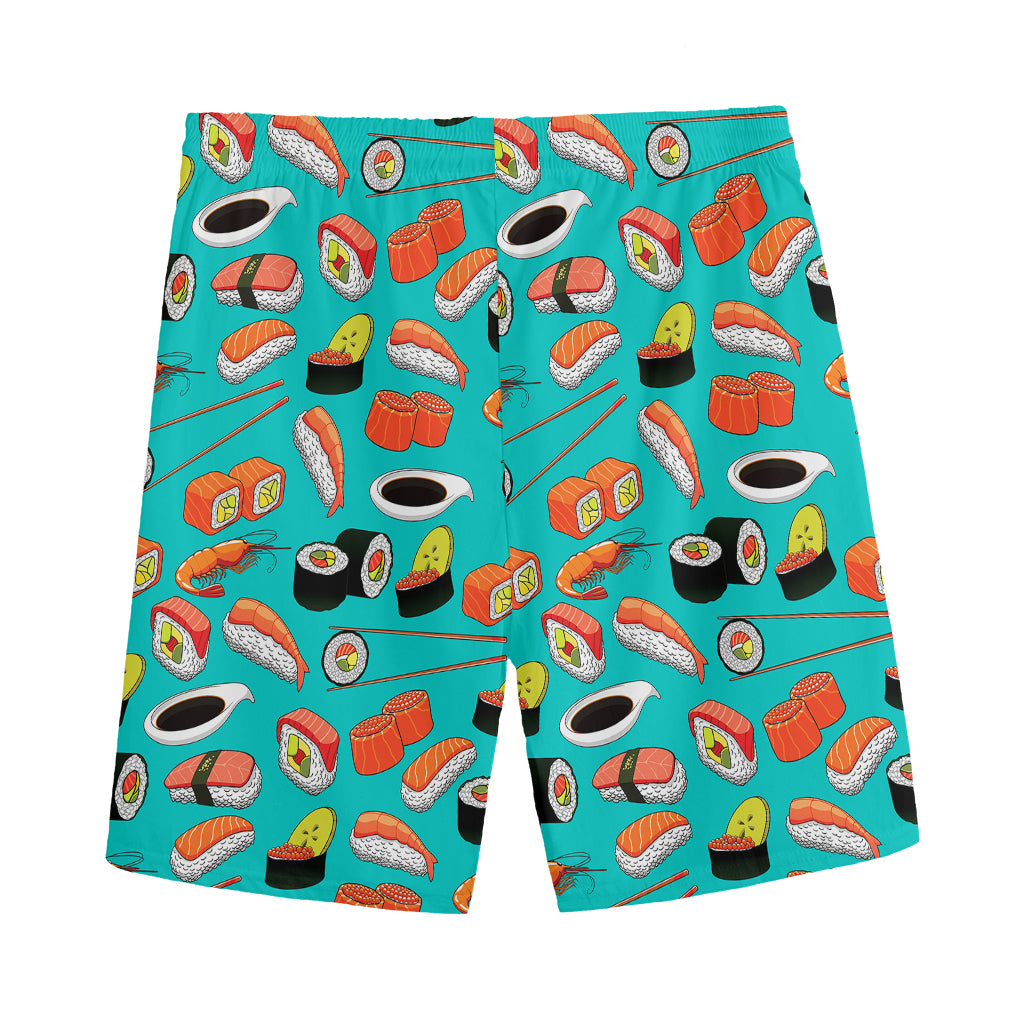 Japanese Sushi And Rolls Pattern Print Men's Sports Shorts
