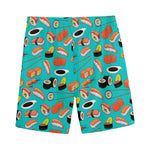 Japanese Sushi And Rolls Pattern Print Men's Sports Shorts