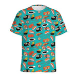 Japanese Sushi And Rolls Pattern Print Men's Sports T-Shirt
