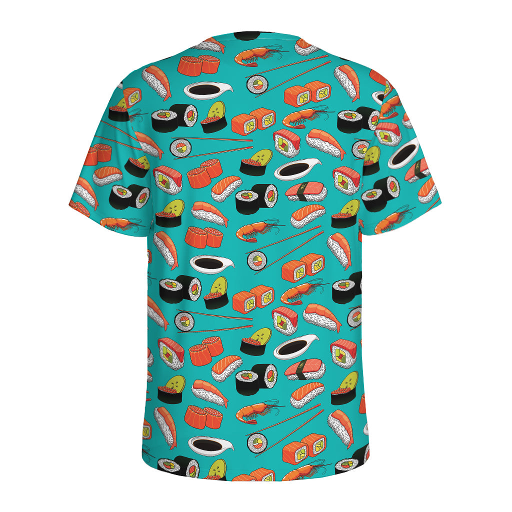 Japanese Sushi And Rolls Pattern Print Men's Sports T-Shirt