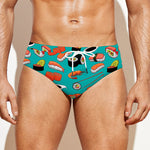 Japanese Sushi And Rolls Pattern Print Men's Swim Briefs