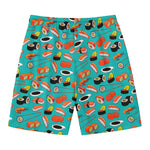 Japanese Sushi And Rolls Pattern Print Men's Swim Trunks